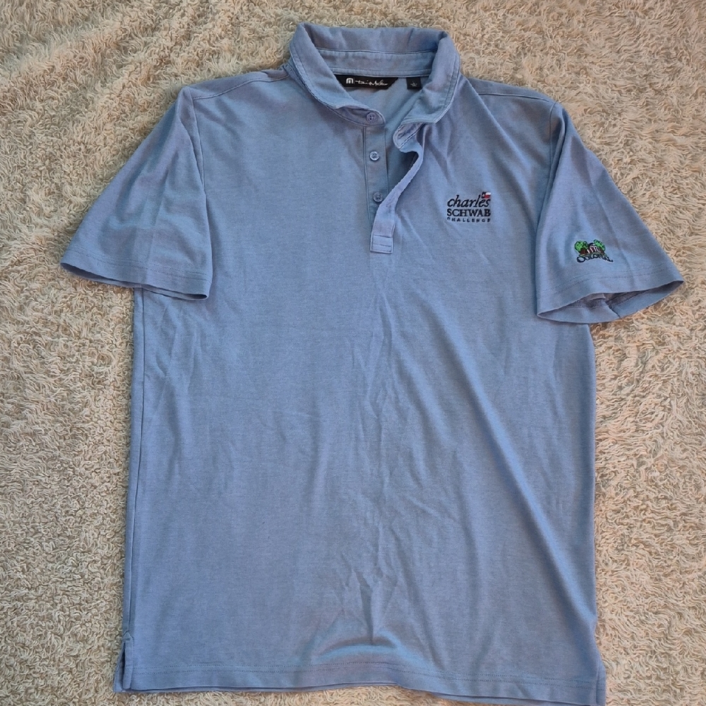 TRAVIS MATTHEW Charles Schwab Challenge polo Large Blue Colonial Golf Club Shirt